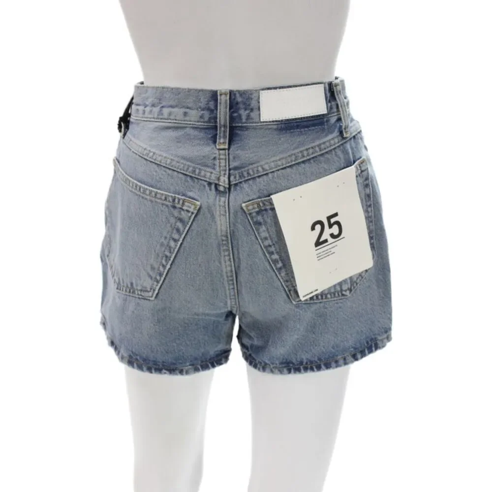 Re/Done Unisex Solid Light Blue Organic Cotton Shorts Button Fly 90s Size 25